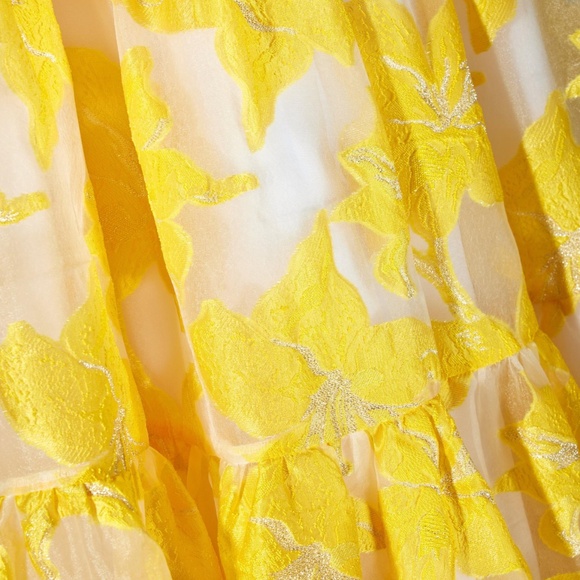 Exploded Metallic Floral Jacquard Organza Tiered Ankle Length  Dress Size 8 NWT - Picture 17 of 17